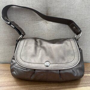 Coach Vintage Soho Metallic Pleated Shoulder Bag Bronze Metallic Grey